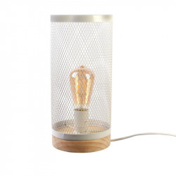 Grossiste lampe à poser cylindrique avec grille métallique blanche