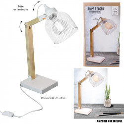 Grossiste lampe à poser avec grille métalique blanche