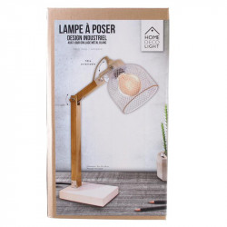 Grossiste lampe à poser avec grille métalique blanche