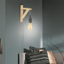 Grossiste lampe murale en bois avec câble noir et blanc