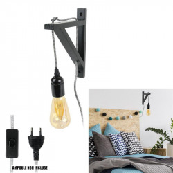 Grossiste lampe murale noire avec câble noir et blanc