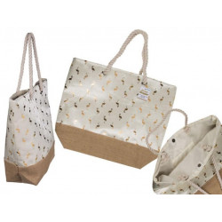 Grossiste sac shopping en tissu à motif flamants dorés