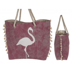 Grossiste sac shopping en tissu à motif flamant