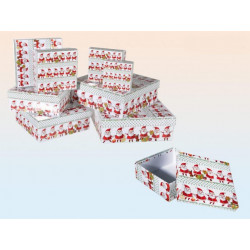 Grossiste lot de 8 boîtes cadeau à motif père noël