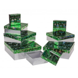 Grossiste lot de 8 boîtes cadeau à motif élan et sapins