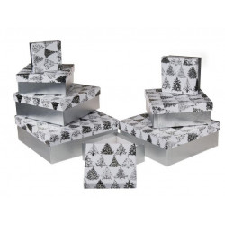 Grossiste lot de 8 boîtes cadeau à motif sapins