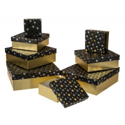 Grossiste lot de 8 boîtes cadeau à motif étoiles dorées