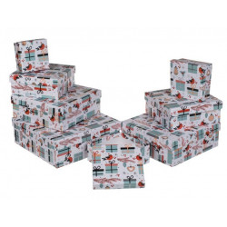 Grossiste lot de 8 boîtes cadeau à motif cadeaux et oiseaux