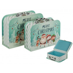 Grossiste lot de2 boîtes cadeau valise merry christmas