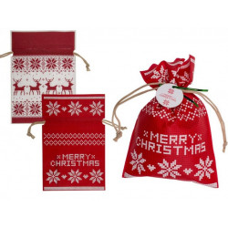 Grossiste sac cadeau de noël de 30 x 20 cm à motif rennes