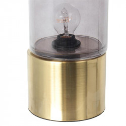 Grossiste lampe à poser grise en verre avec socle doré