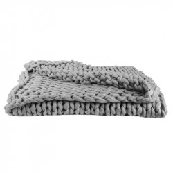 Grossiste plaid gris avec grosse maille chunky 120x150cm