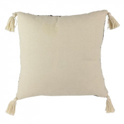 Grossiste coussin ethnique à pompons beige 40x40cm