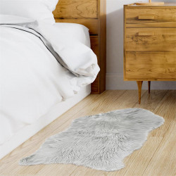 Grossiste tapis imitation fourrure gris clair 60x90cm