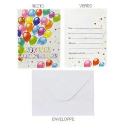 Grossiste invitation d'anniversaire avec enveloppe x6