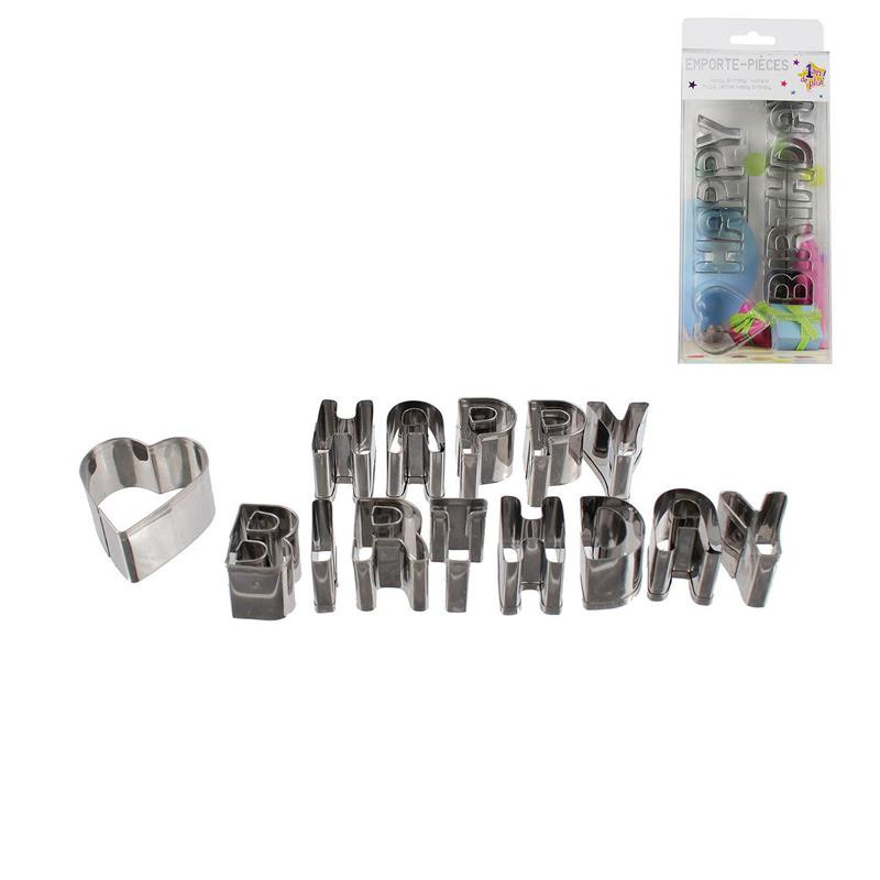 Grossiste emporte-pièce en inox Happy Birthday