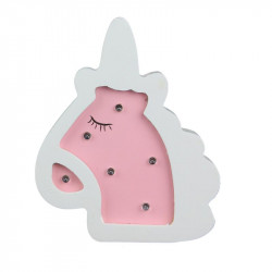 Grossiste lampe bois licorne 13.5x13 cm rose