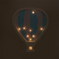 Grossiste lampe bois montgolfière bleue 24x3x29cm