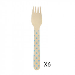 Grossiste fourchette de 16cm à pois bleus x6