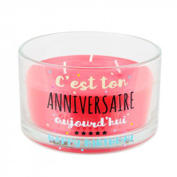 Grossiste bougie 3 mèches anniversaire rouge