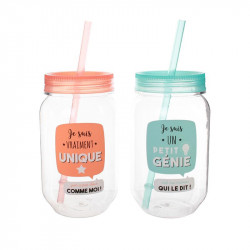 Grossiste Mason Jar pour enfant 45cl orange et vert