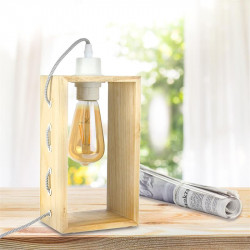 Grossiste lampe à poser avec cadre en bois et câble gris et blanc