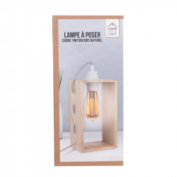 Grossiste lampe à poser avec cadre en bois et câble gris et blanc