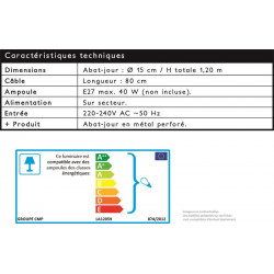 Grossiste suspension cylindrique en métal gris perforé