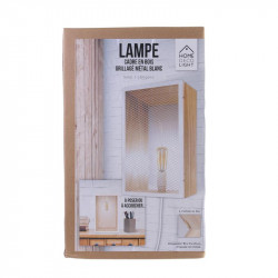 Grossiste lampe à poser avec cadre en bois blanc et grille en métal