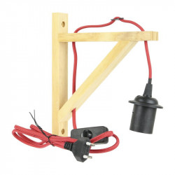 Grossiste lampe murale en bois naturel avec câble rouge