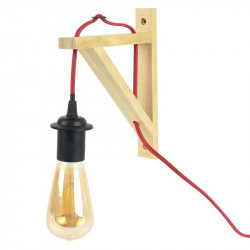 Grossiste lampe murale en bois naturel avec câble rouge