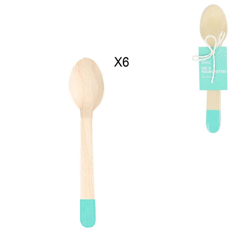 Grossiste cuillère de 14cm bleue x6