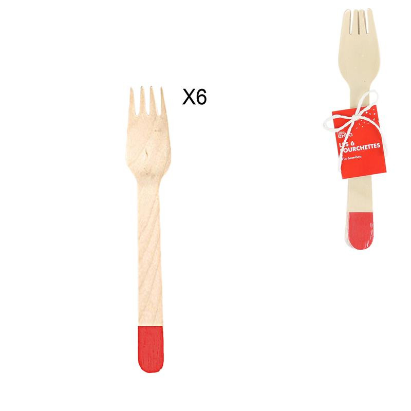 Grossiste fourchette de 16 cm rouge x6