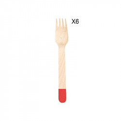Grossiste fourchette de 16cm rouge x6
