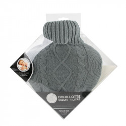 Grossiste bouillotte en laine en forme de coeur 1L gris