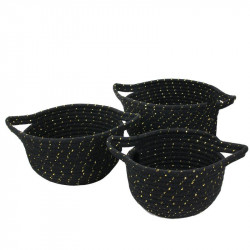 Grossiste panier de rangement noir et fibre dorée x3