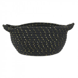 Grossiste panier de rangement noir et fibre dorée x3