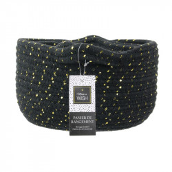 Grossiste panier de rangement noir et fibre dorée x3