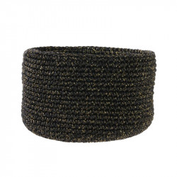 Grossiste panier tricot noir et fibre dorée x4
