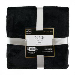 Grossiste plaid flanelle à paillettes noires 120x150cm