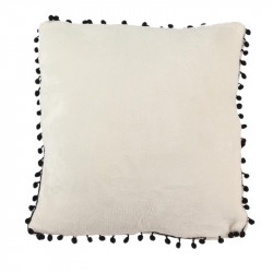 Grossiste coussin avec pompons écrus et noirs 40x40cm