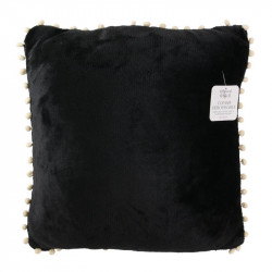Grossiste coussin avec pompons écrus et noirs 40x40cm