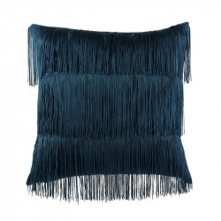 Grossiste coussin en velours avec des franges bleues Gatsby 40x40cm