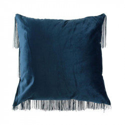 Grossiste coussin en velours avec des franges bleues Gatsby 40x40cm