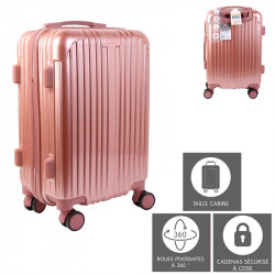 Grossiste valise cabine rose Paris 40L