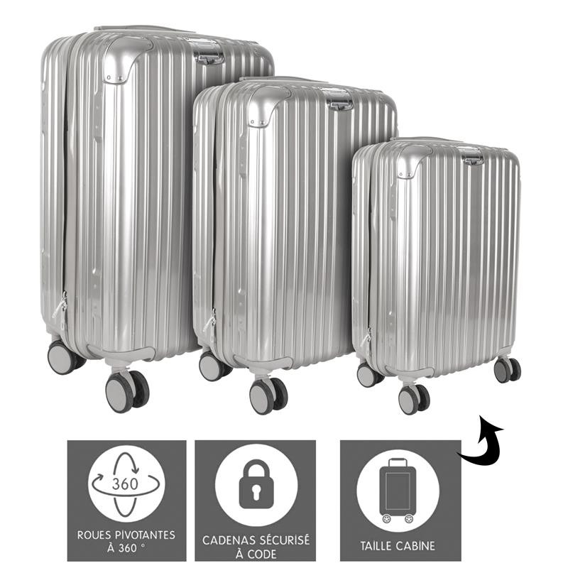 Grossiste valise grise New-York x3 (40L - 65L - 100L)
