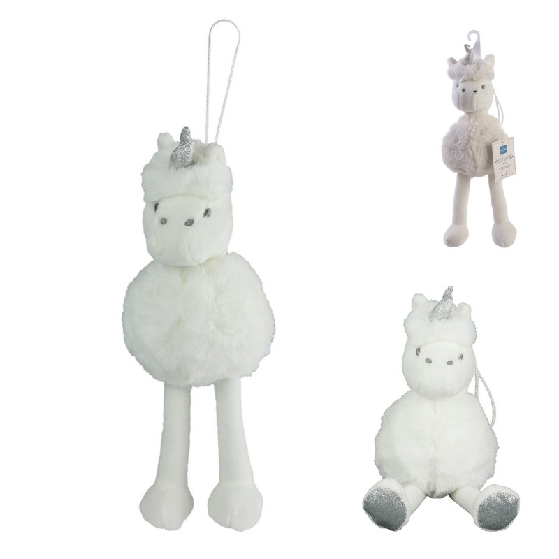 Grossiste peluche avec pompon en forme de licorne 25cm