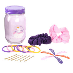 Grossiste Mason jar violet avec accessoires cheveux