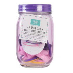 Grossiste Mason jar violet avec accessoires cheveux