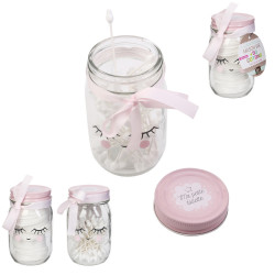 Grossiste Mason jar avec disques de cotons rose